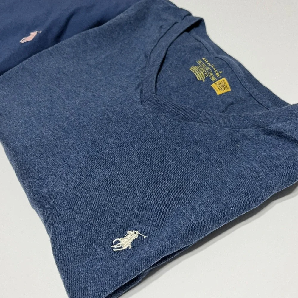 Polo Ralph Lauren Bundle 2-Pack Classic Fit Cotton V Neck Tee 2XL/2XB Blue/Navy